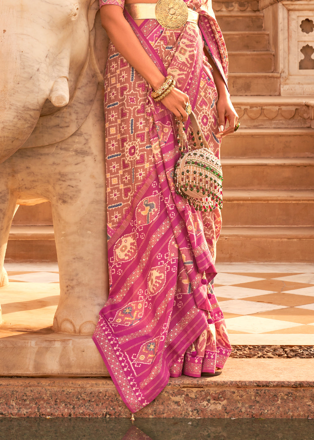 Jazzberry Jam Pink Woven Patola Silk Saree