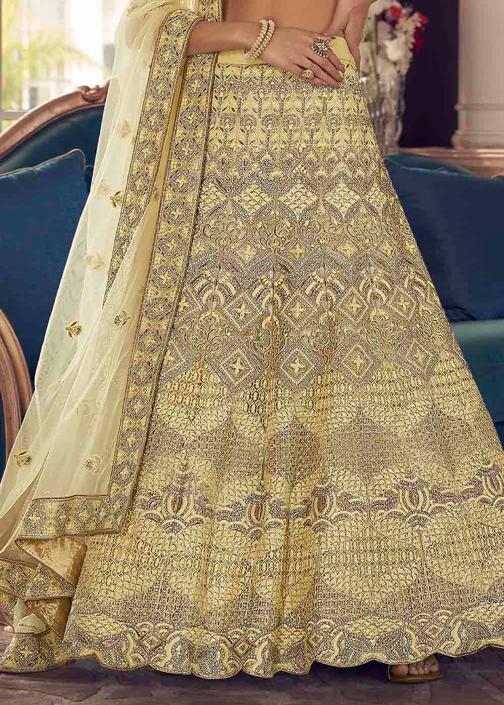 Primrose Yellow Crepe Lehenga Choli