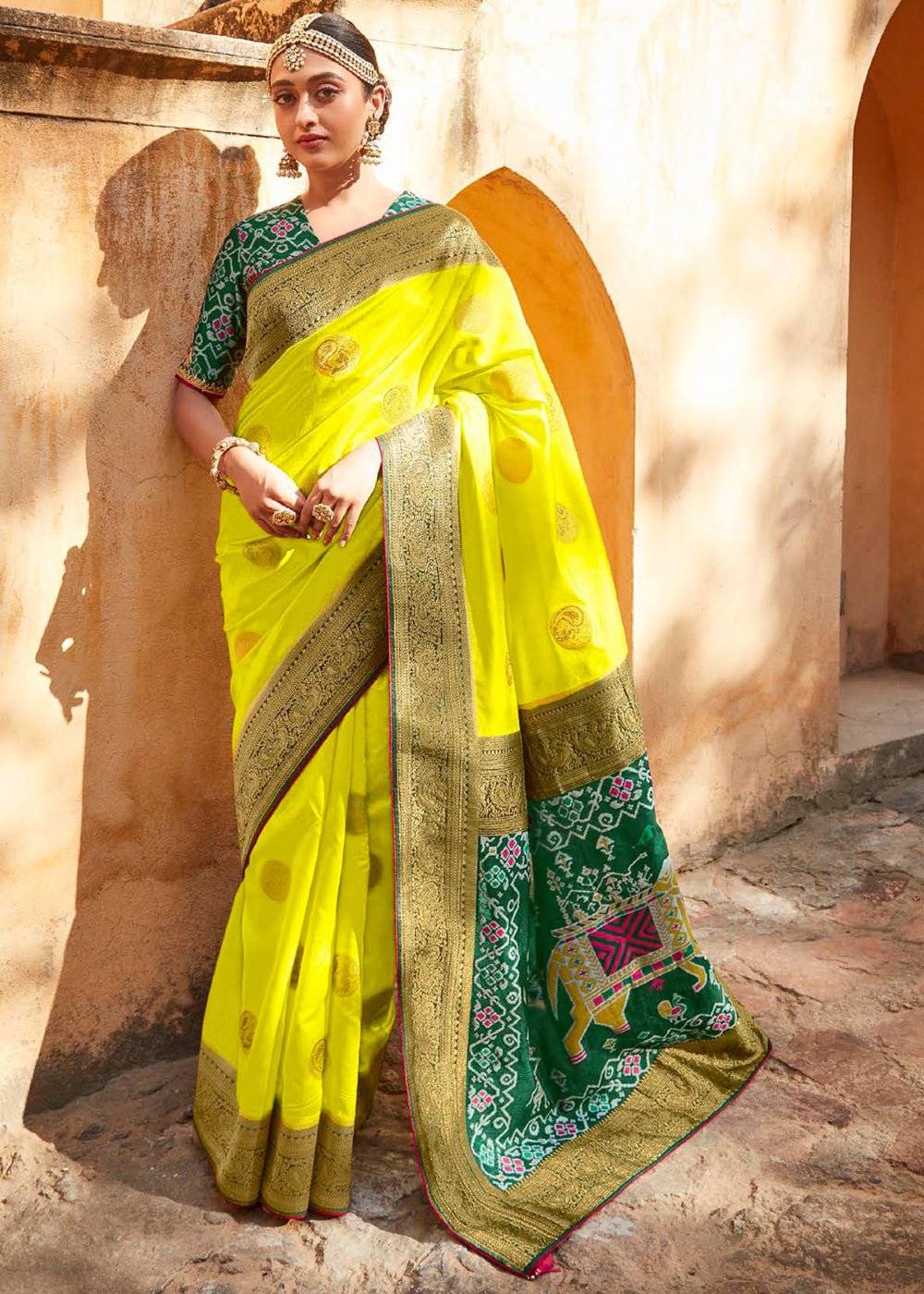 Laser Lemon Woven Patola Designer Silk Saree