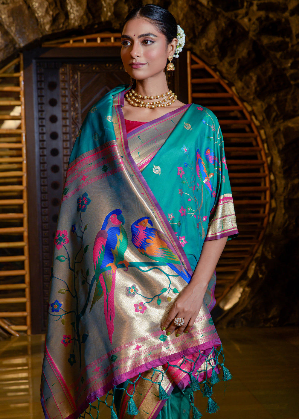 Java Blue Woven Paithani Silk Saree