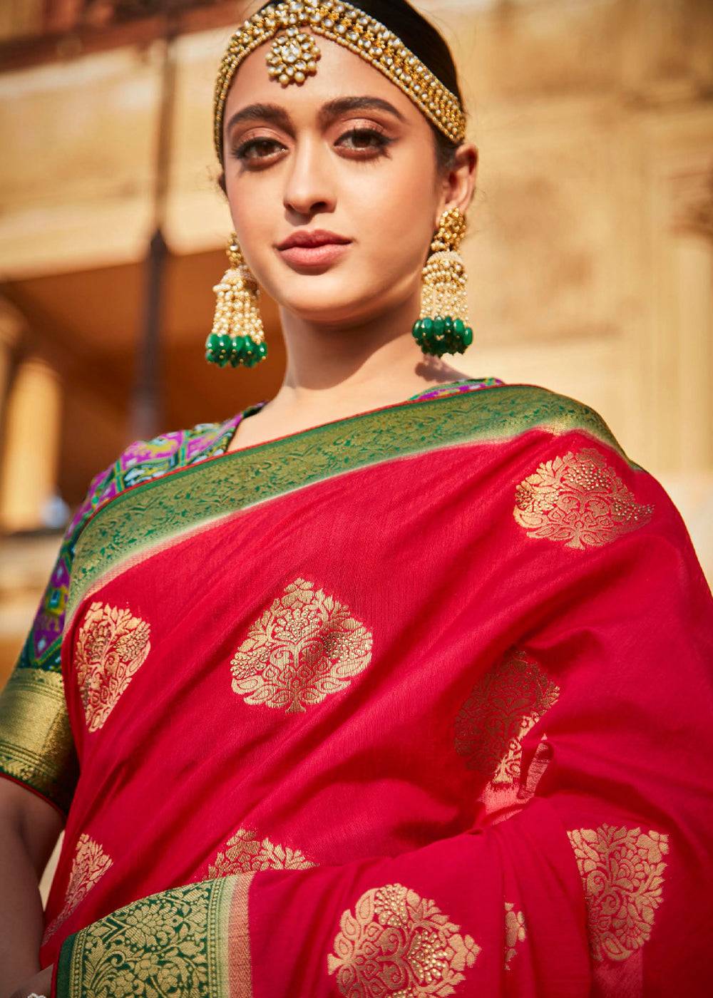 Red Salsa Woven Patola Designer Silk Saree