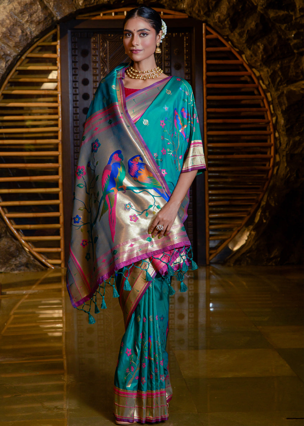 Java Blue Woven Paithani Silk Saree