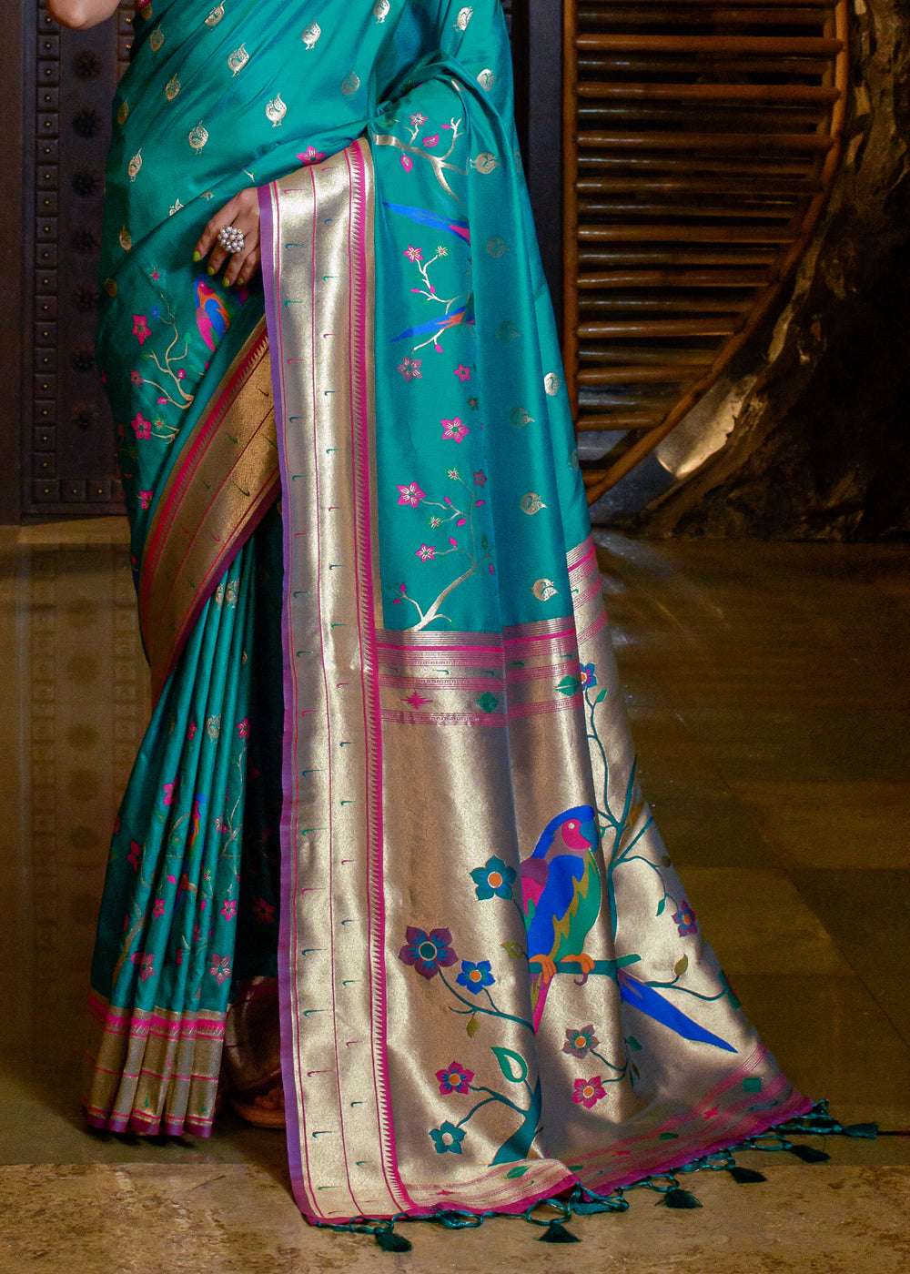 Java Blue Woven Paithani Silk Saree