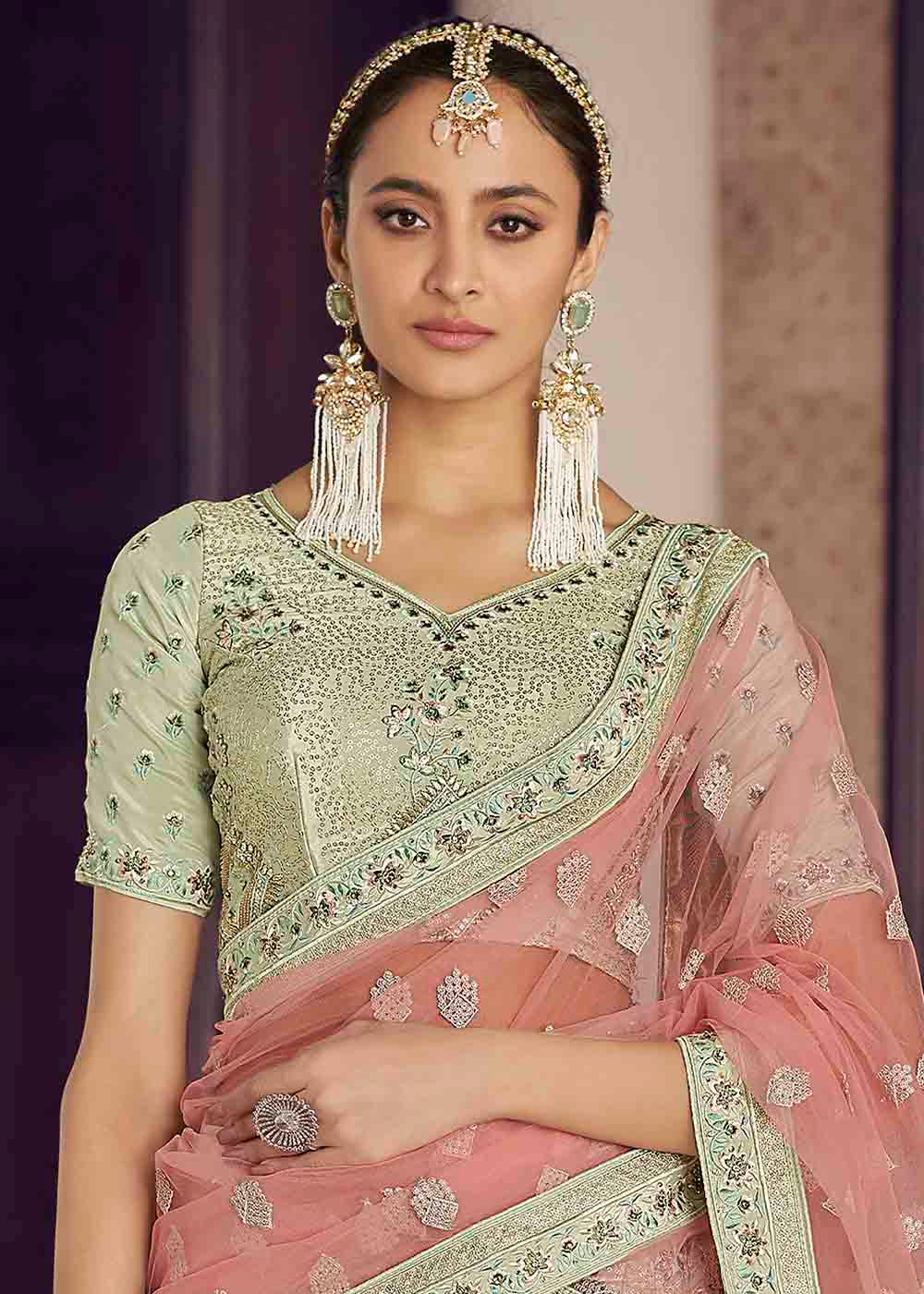 Swamp Green Crepe Lehenga Choli