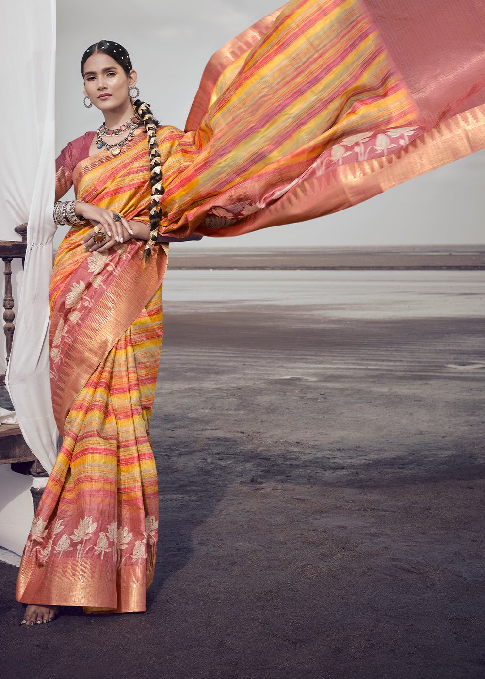 Multicolor Printed Designer Silk Saree