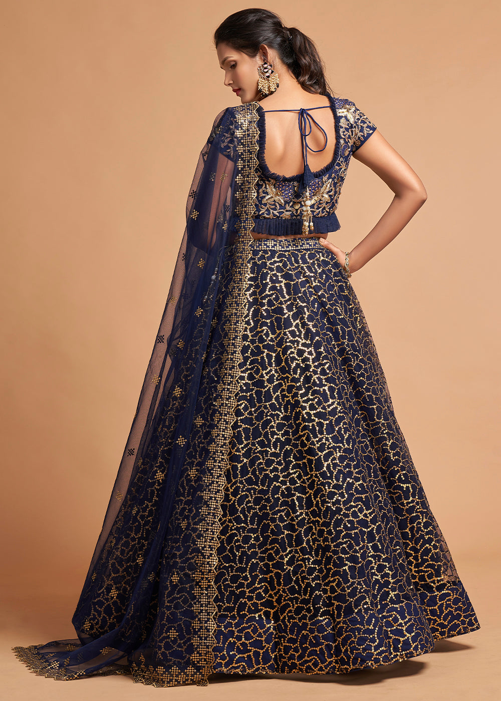 Ebony Clay Blue Designer Soft Net Lehenga Choli