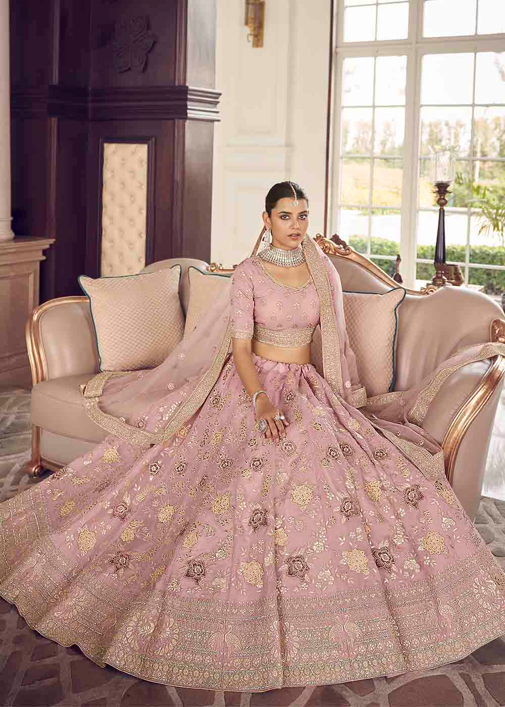 Careys Pink Organza Lehenga Choli