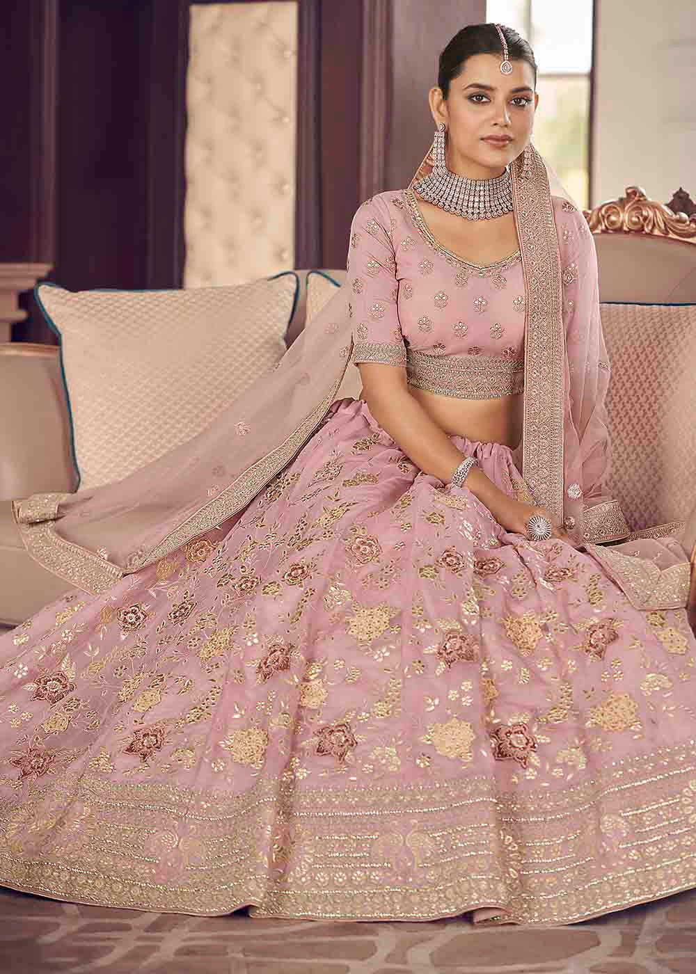 Careys Pink Organza Lehenga Choli