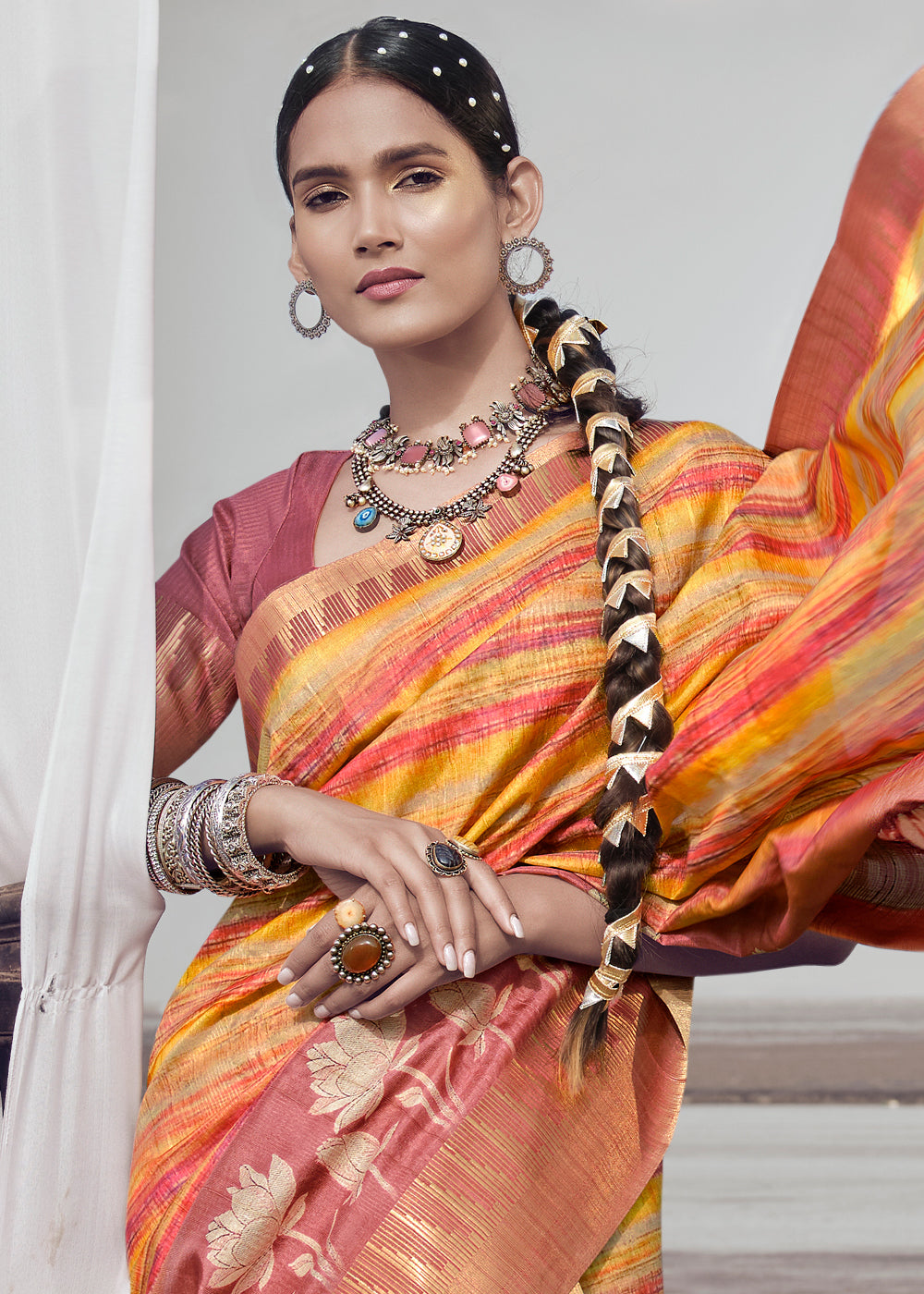 Multicolor Printed Designer Silk Saree