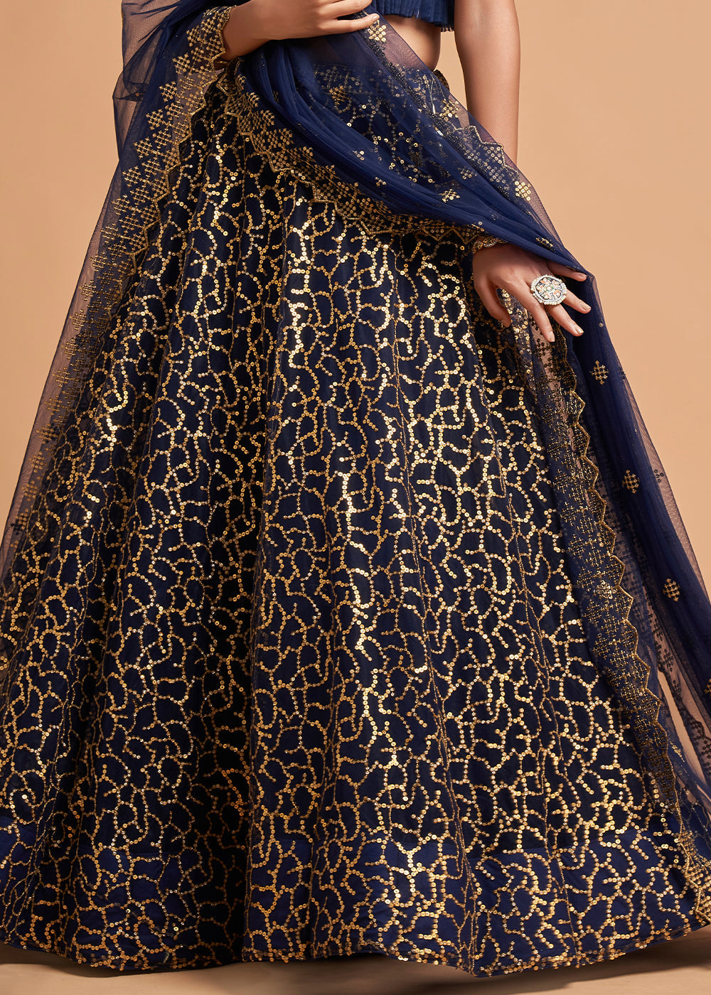 Ebony Clay Blue Designer Soft Net Lehenga Choli