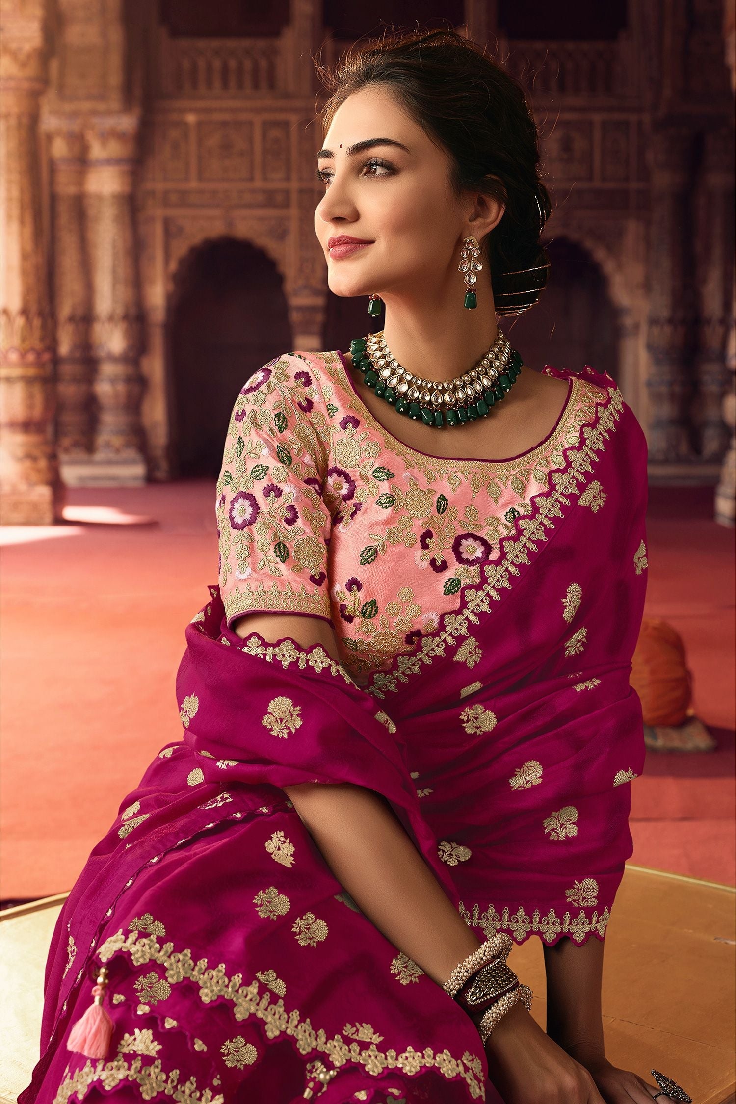 Big Dip O Ruby Maroon Woven Silk Saree with Peacock Motifs