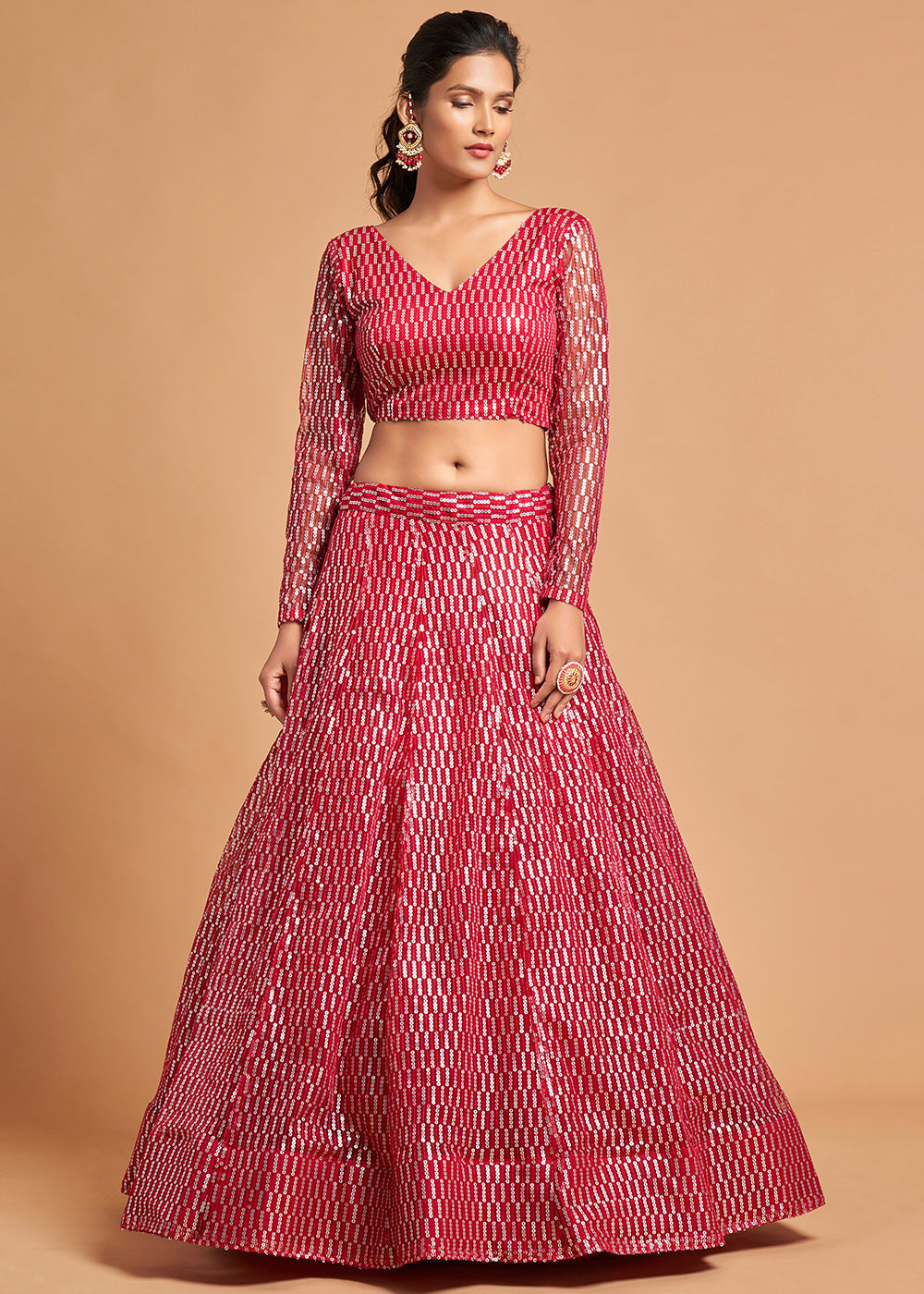 Stiletto Pink Designer Soft Net Lehenga Choli