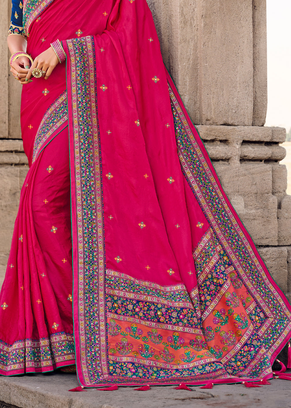 Rose Pearl Pink Banarasi Woven Silk Saree with Designer Blouse