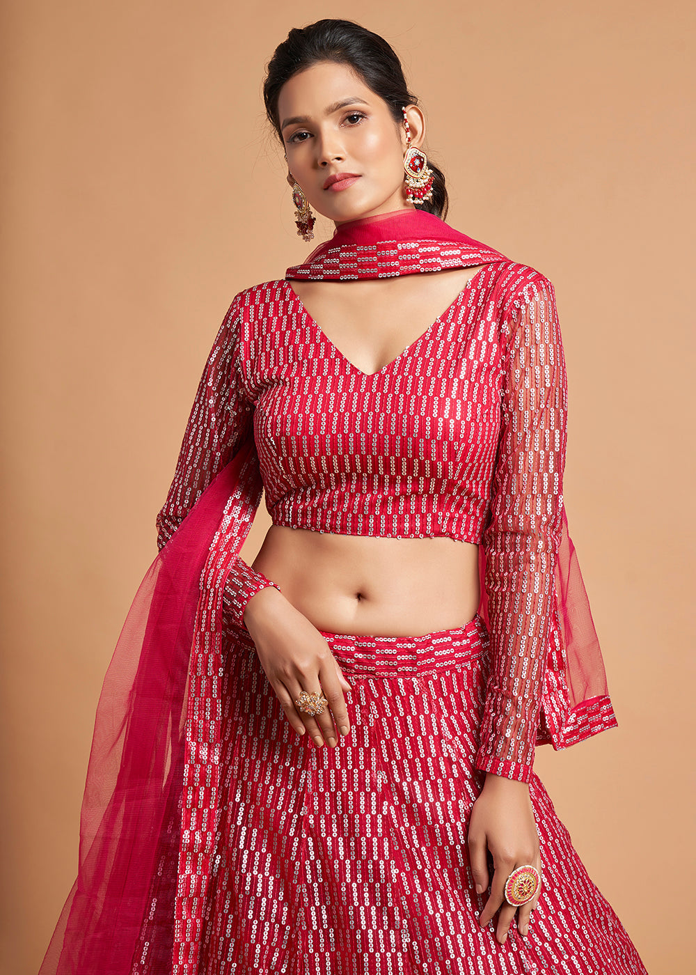 Stiletto Pink Designer Soft Net Lehenga Choli