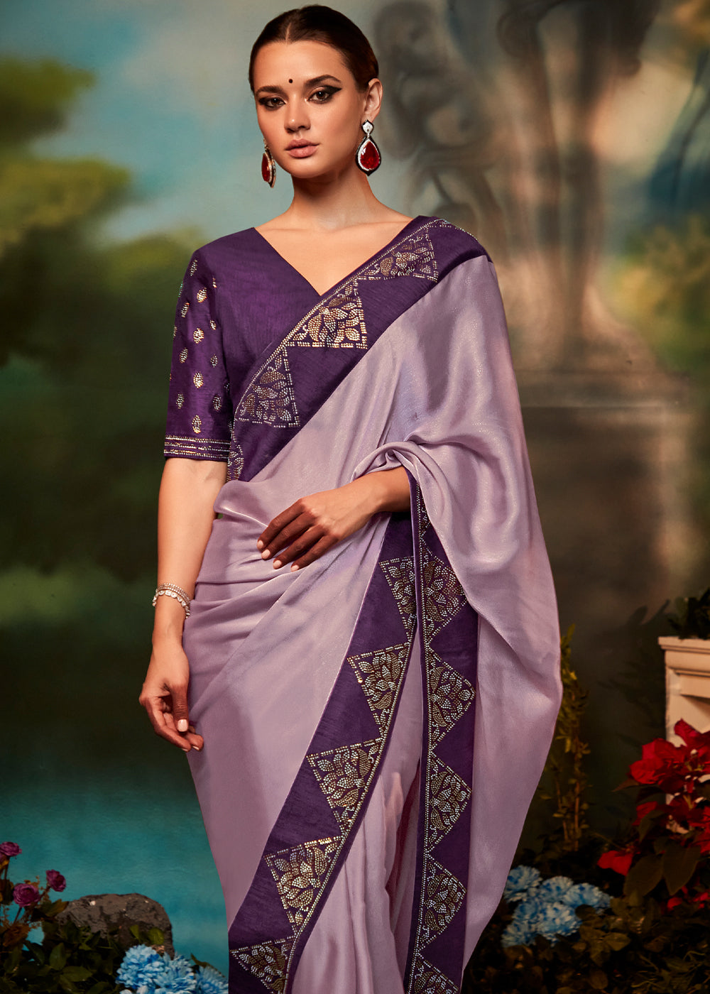 Lily Purple Woven Banarasi Soft Silk Designer Saree