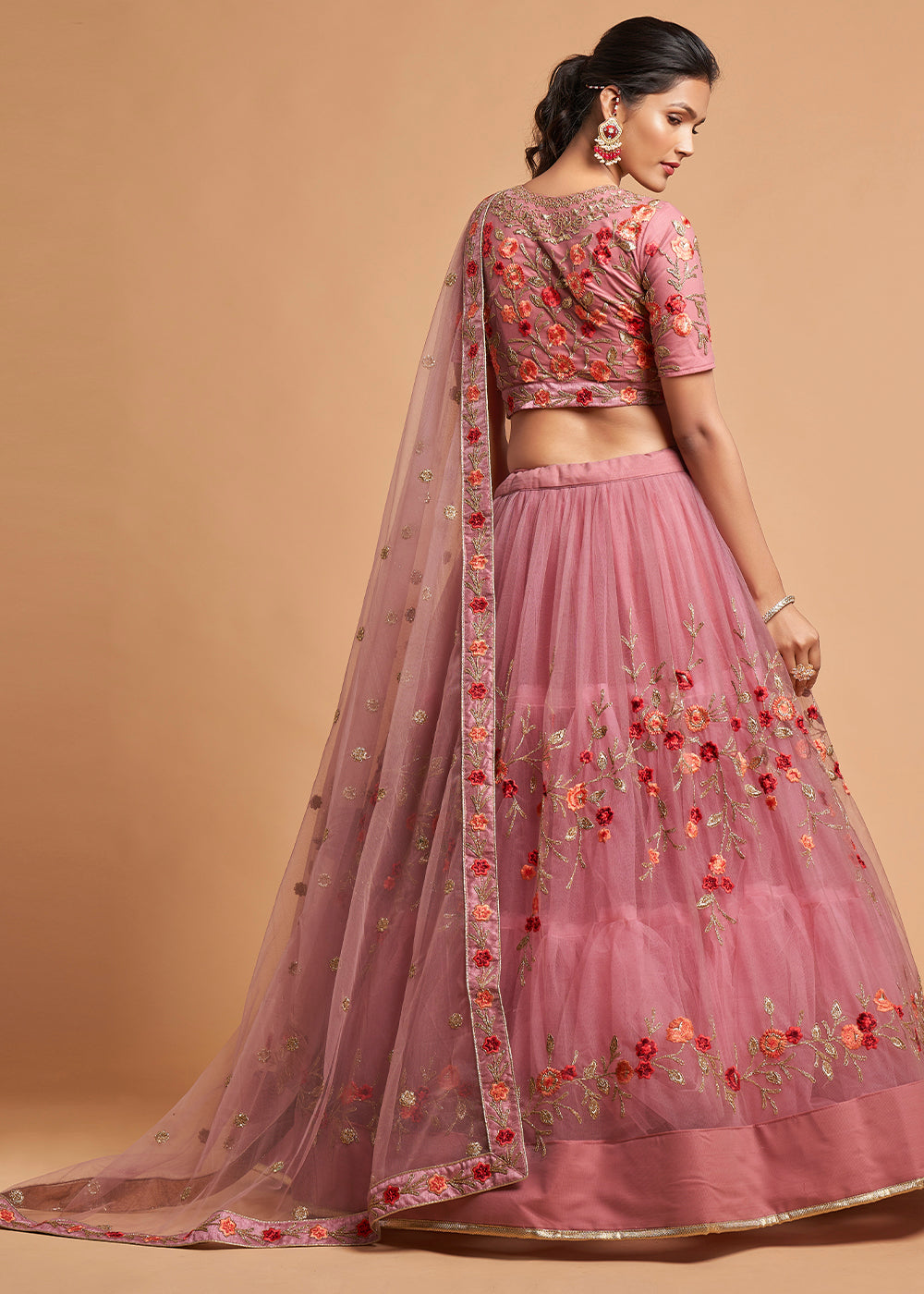 Mauvelous Pink Designer Soft Net Lehenga Choli