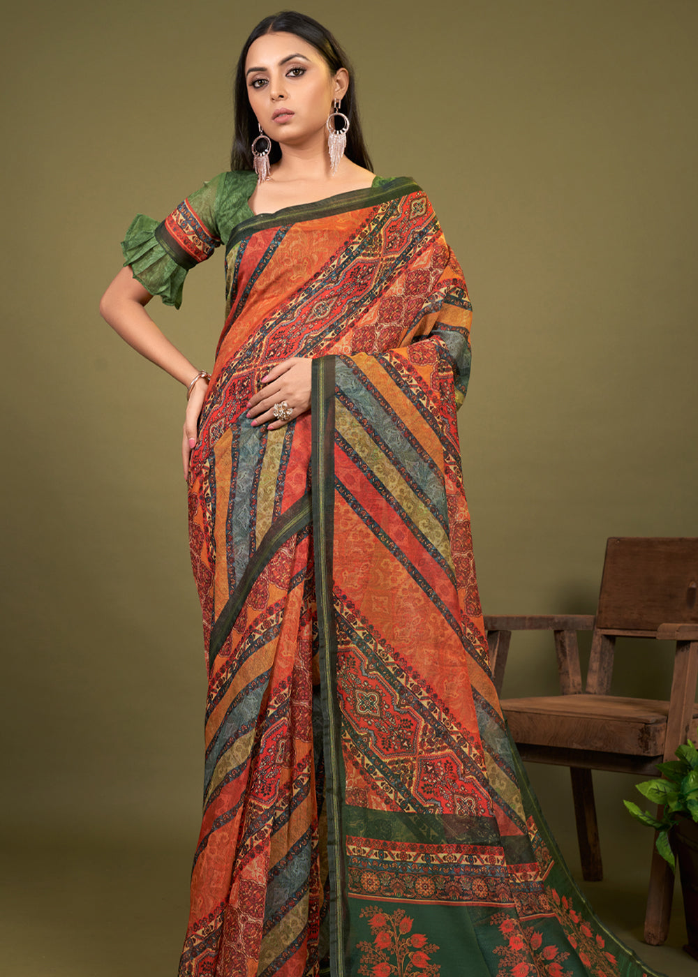 Multicolor Cotton Patola Printed Silk Saree