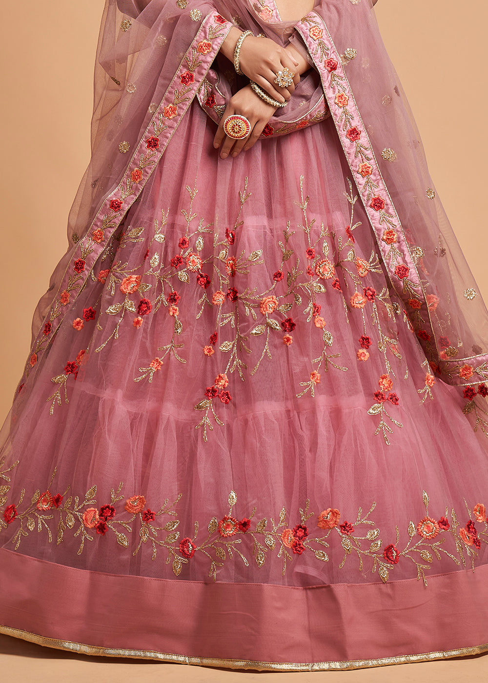 Mauvelous Pink Designer Soft Net Lehenga Choli