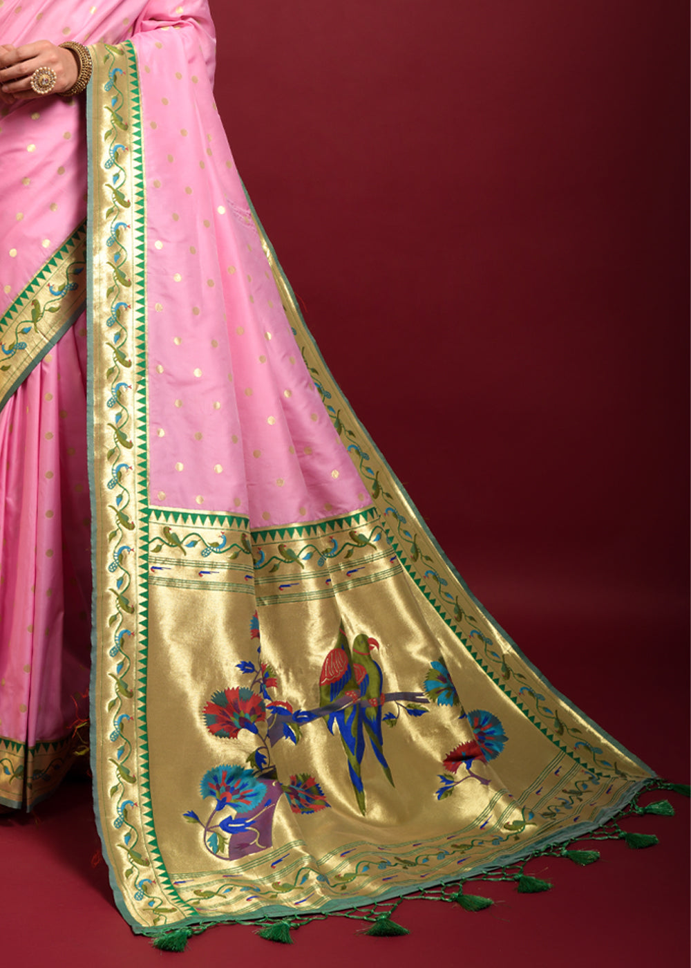 Cotton Candy Woven Paithani Silk Saree