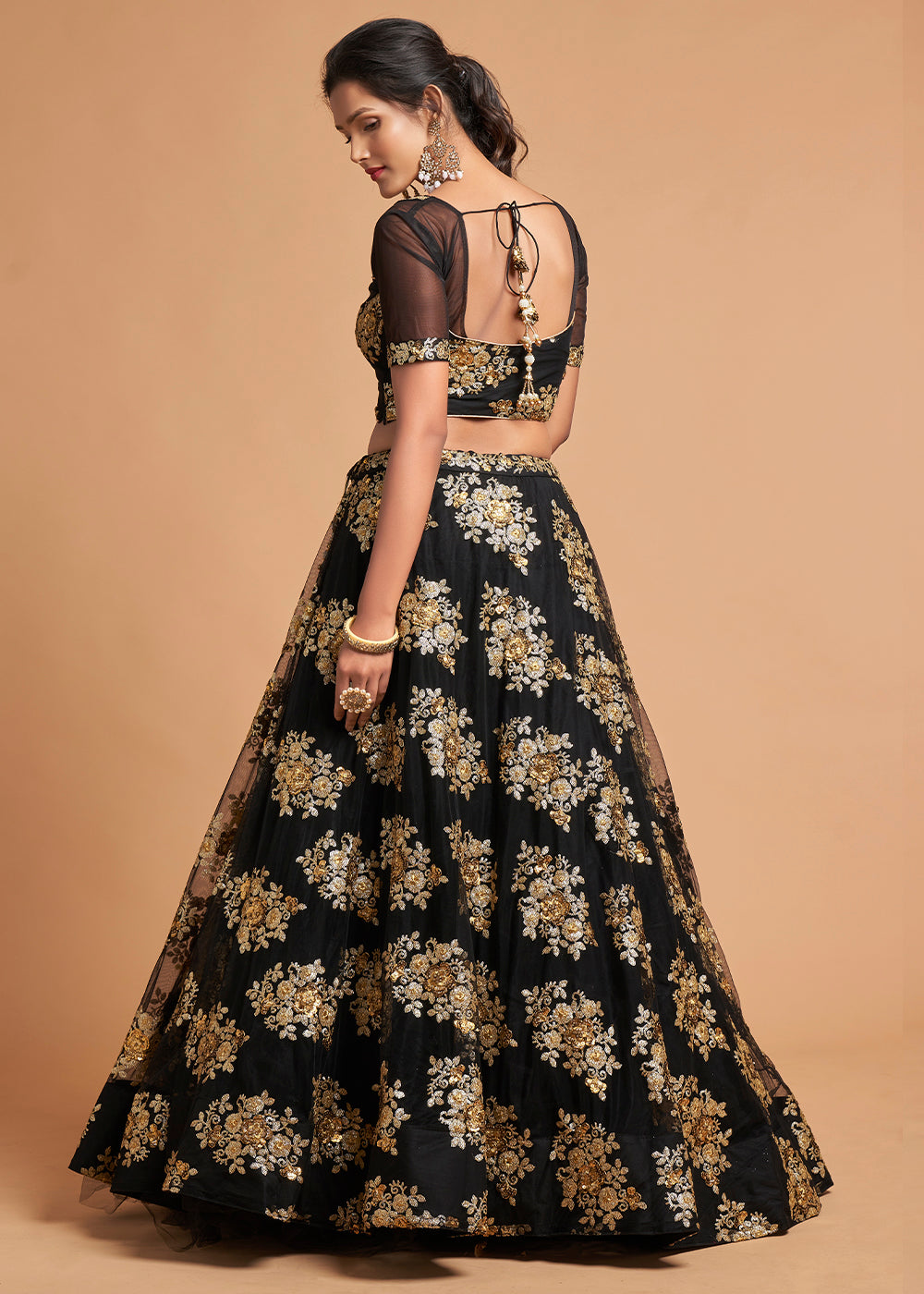 Eerie Black Designer Soft Net Lehenga Choli