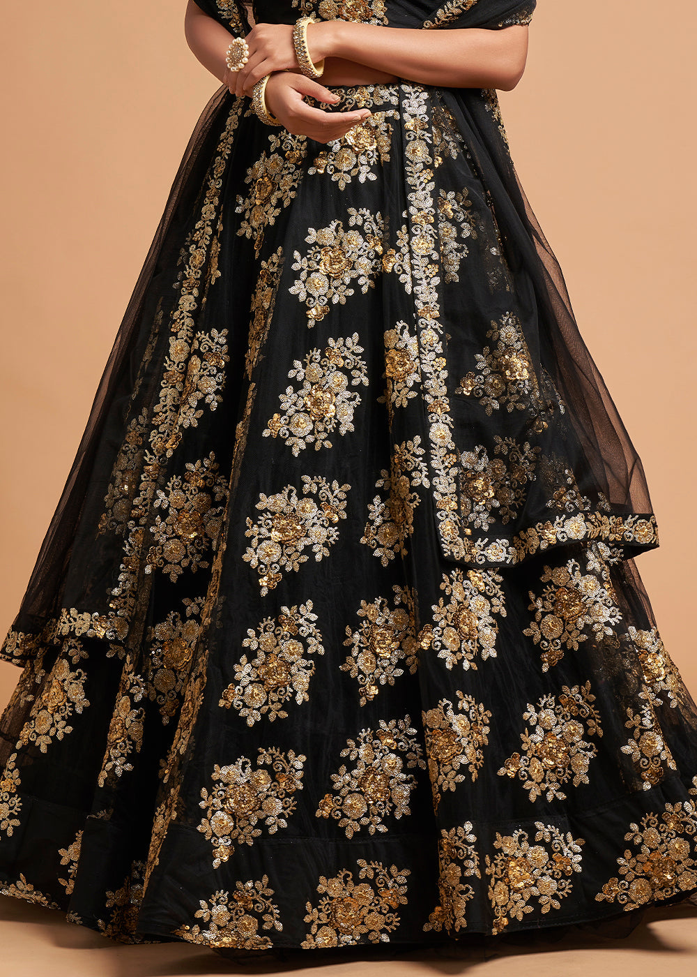 Eerie Black Designer Soft Net Lehenga Choli