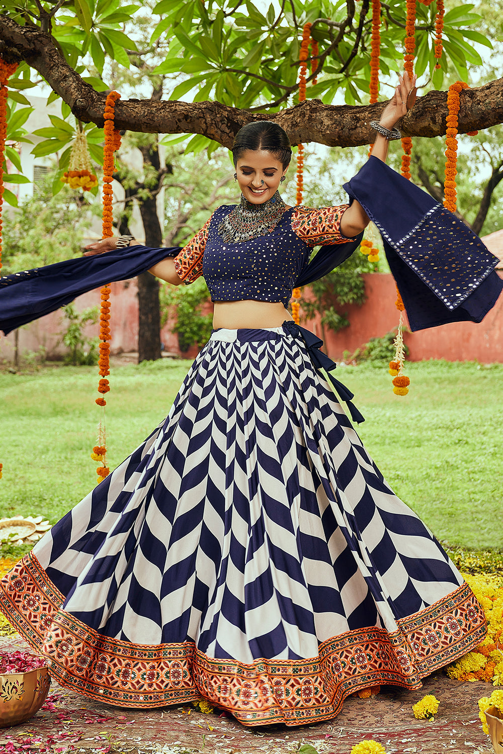 Pale Blue White Dual Tone Lehenga Choli