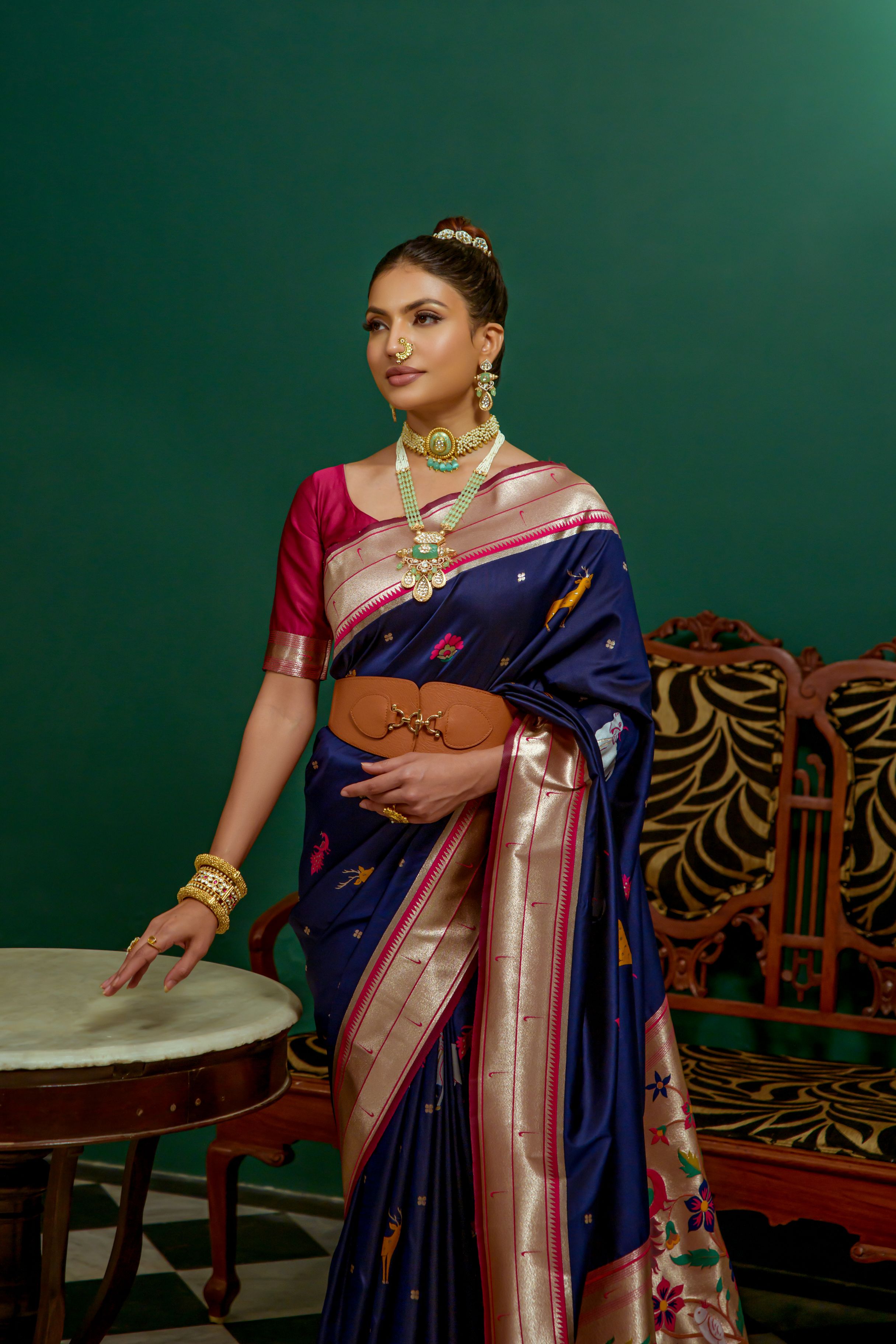 Mirage Blue Woven Paithani Silk Saree