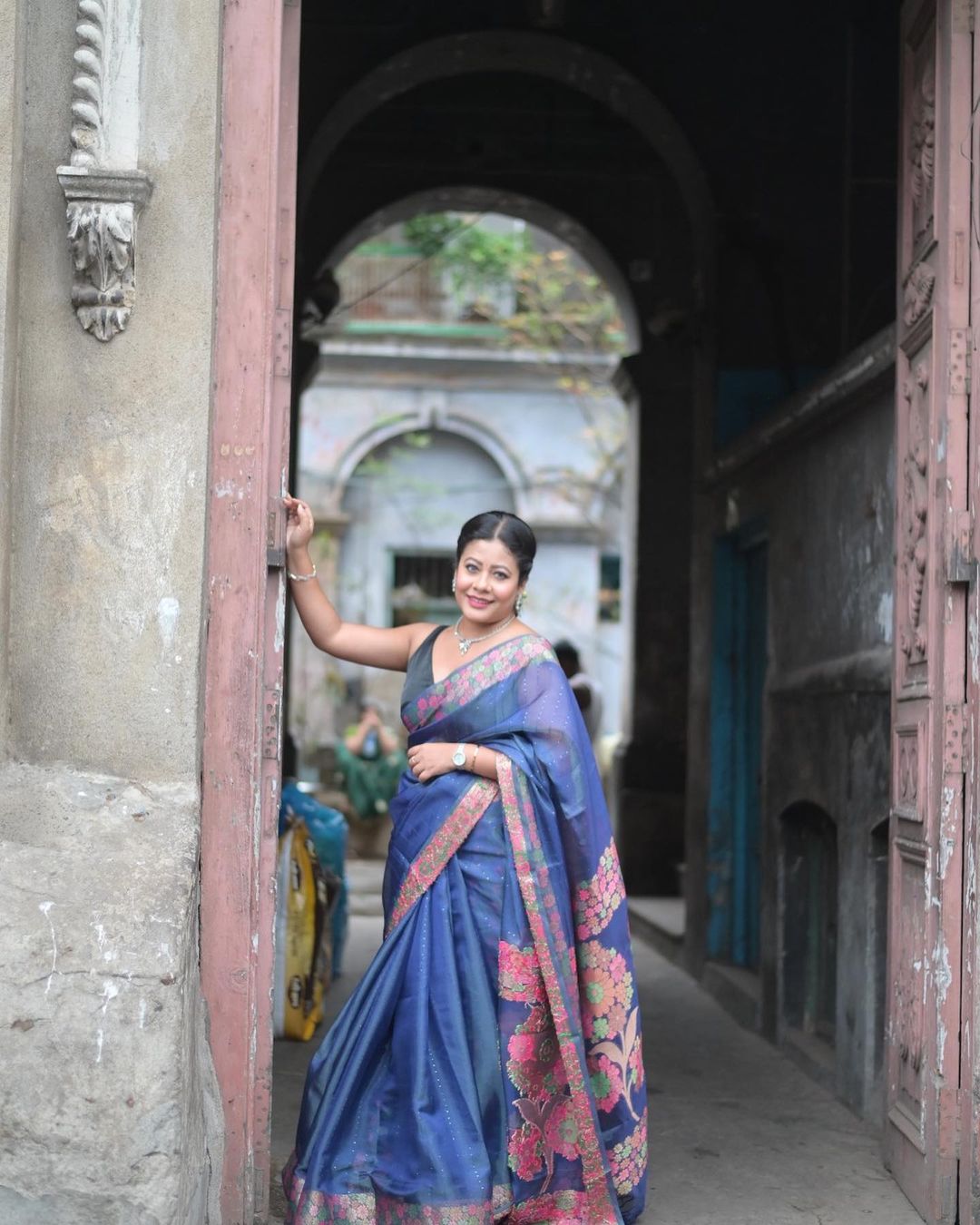 San Juan Blue Woven Dual Tone Organza Banarasi Silk Saree