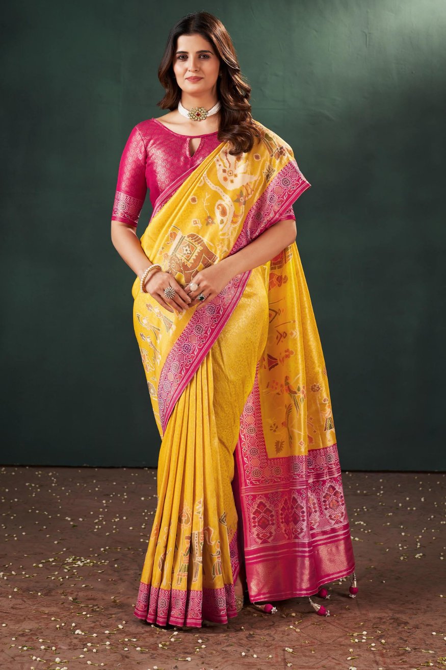 Sunflower Yellow Designer Banarasi Saree