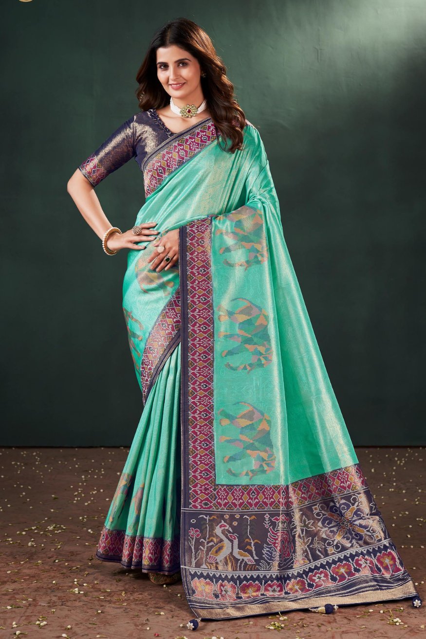 Caribbean Green Designer Banarasi Saree