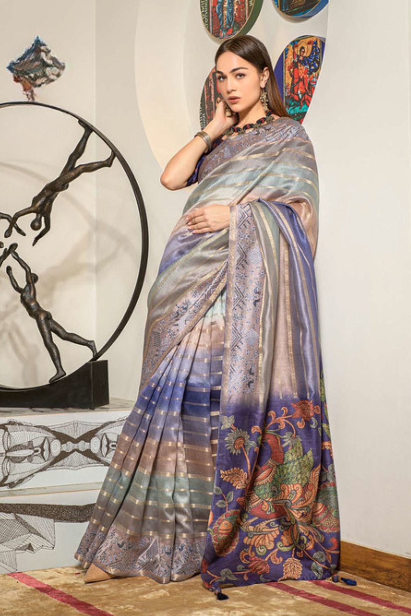 Martini Grey Organza Saree