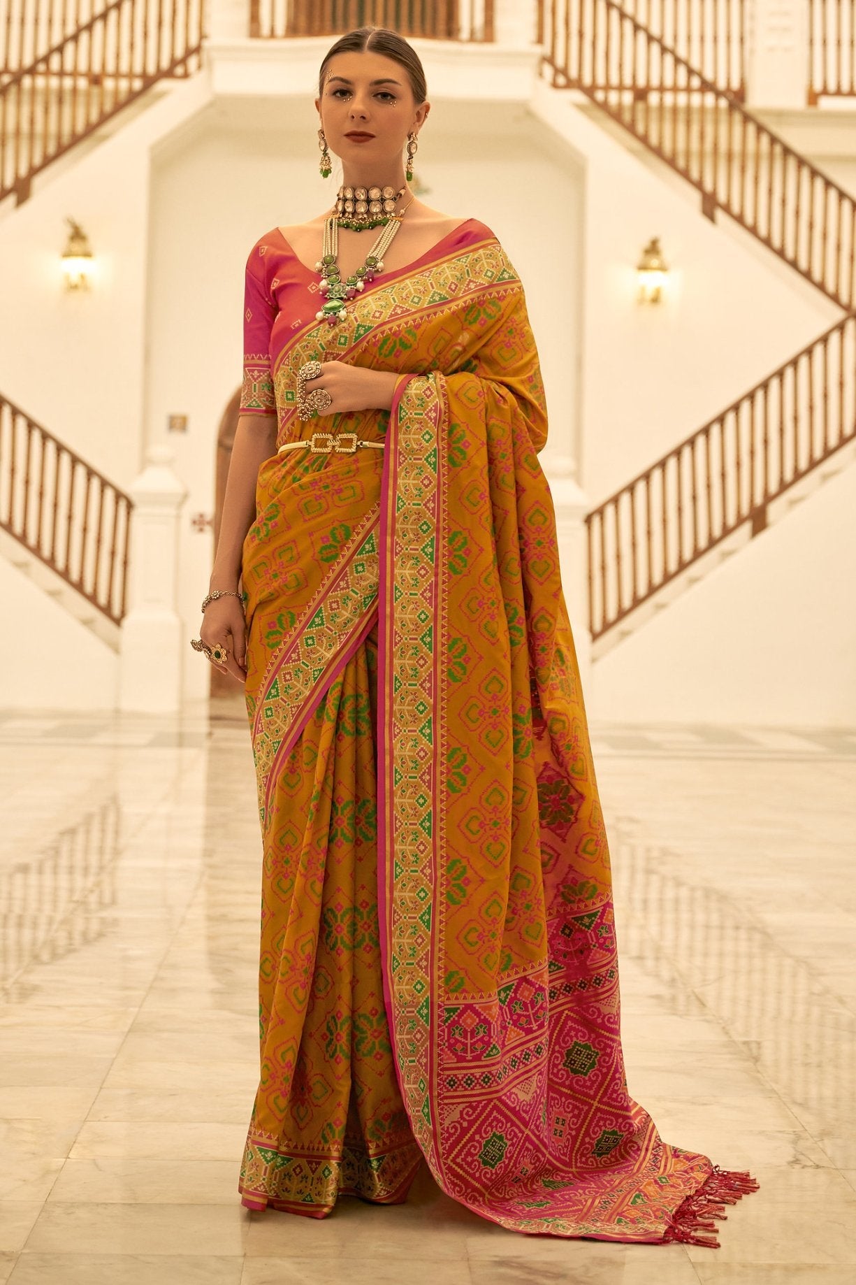 Desert Yellow Woven Patola Silk Saree