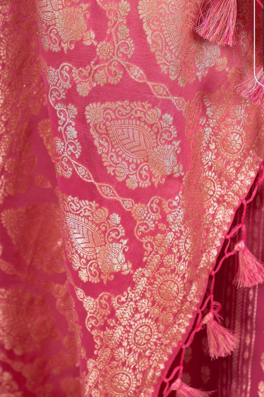 Pink Sherbert Designer Banarasi Saree