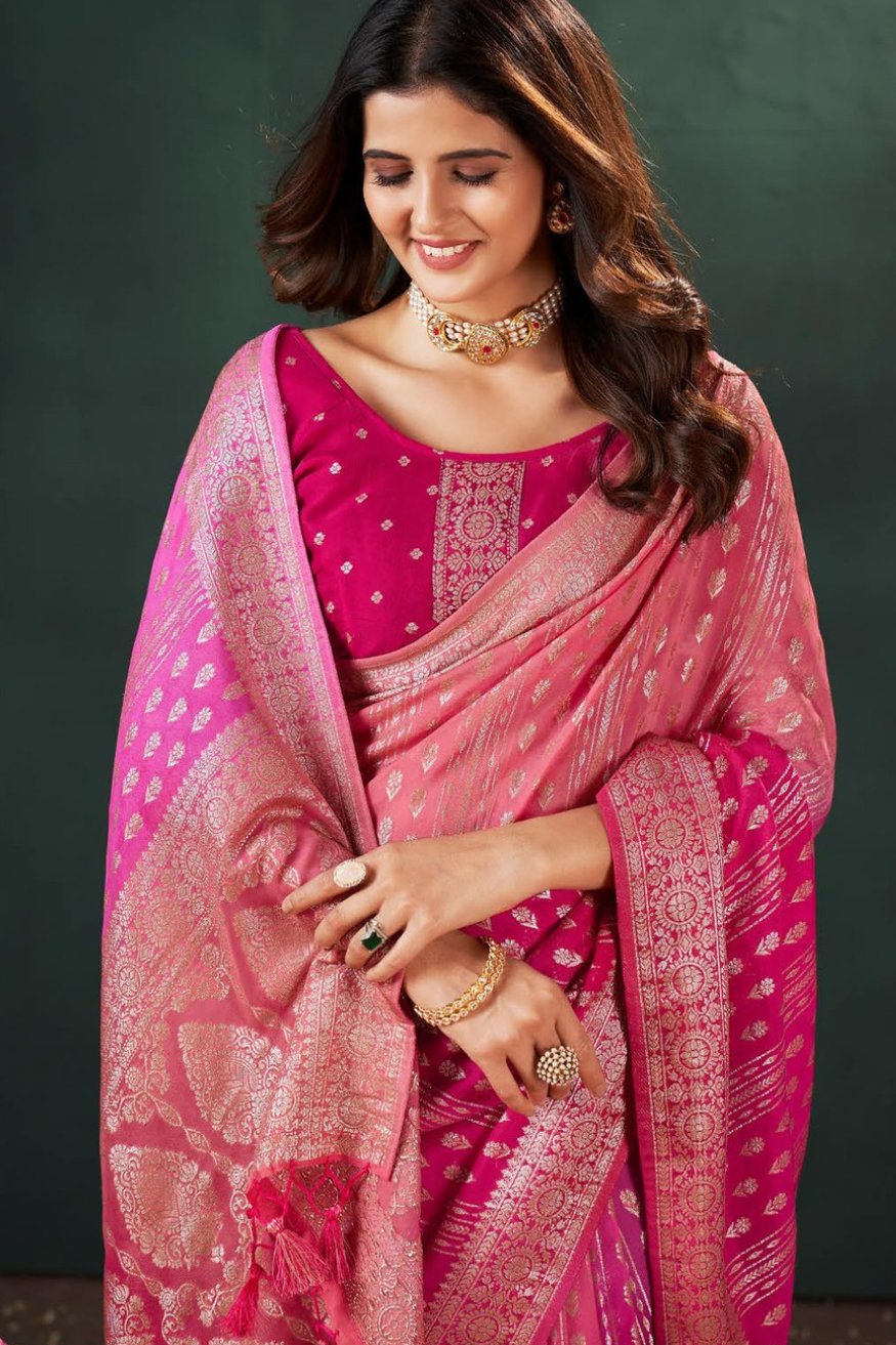 Pink Sherbert Designer Banarasi Saree