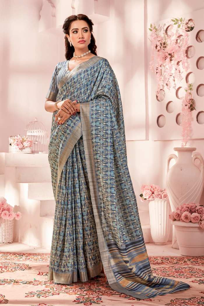 Horizon Blue Kota Silk Saree