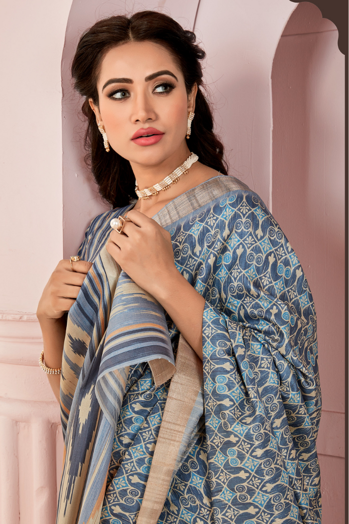 Horizon Blue Kota Silk Saree