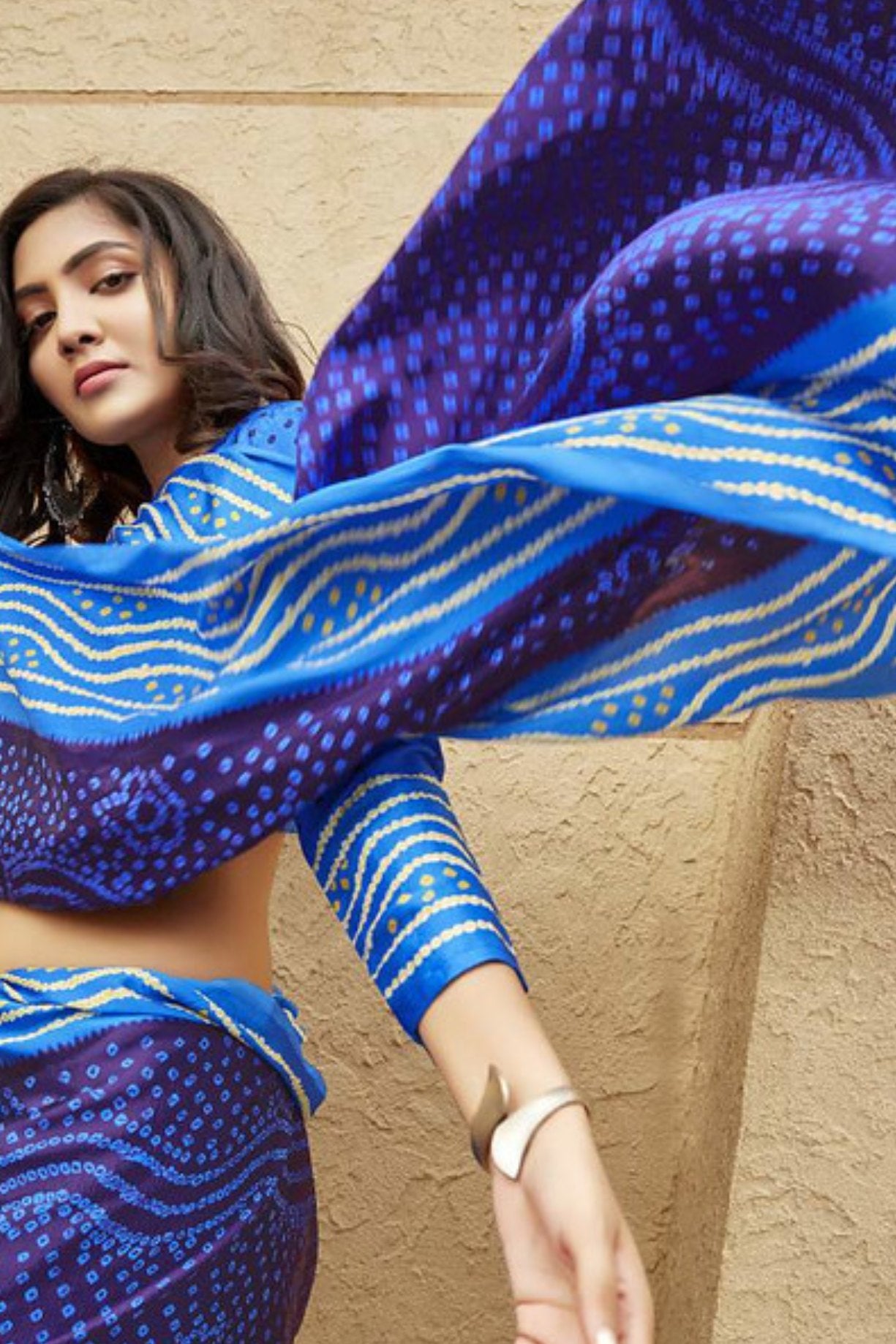 Minsk Blue Gaji Bandhani Silk Saree