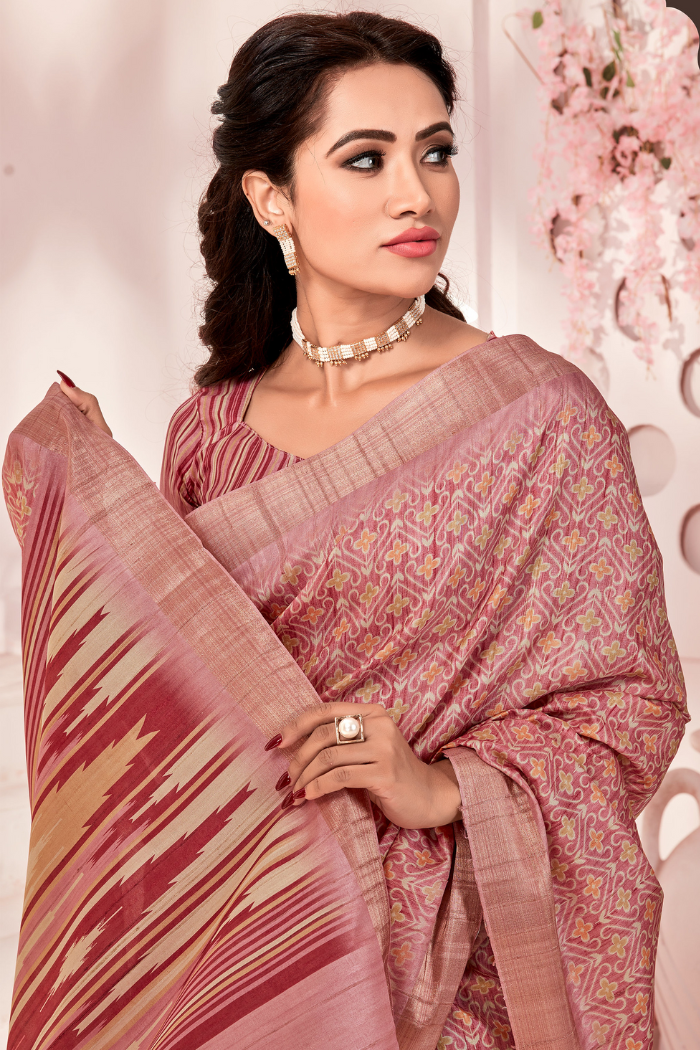 Petite Orchid Peach Kota Silk Saree