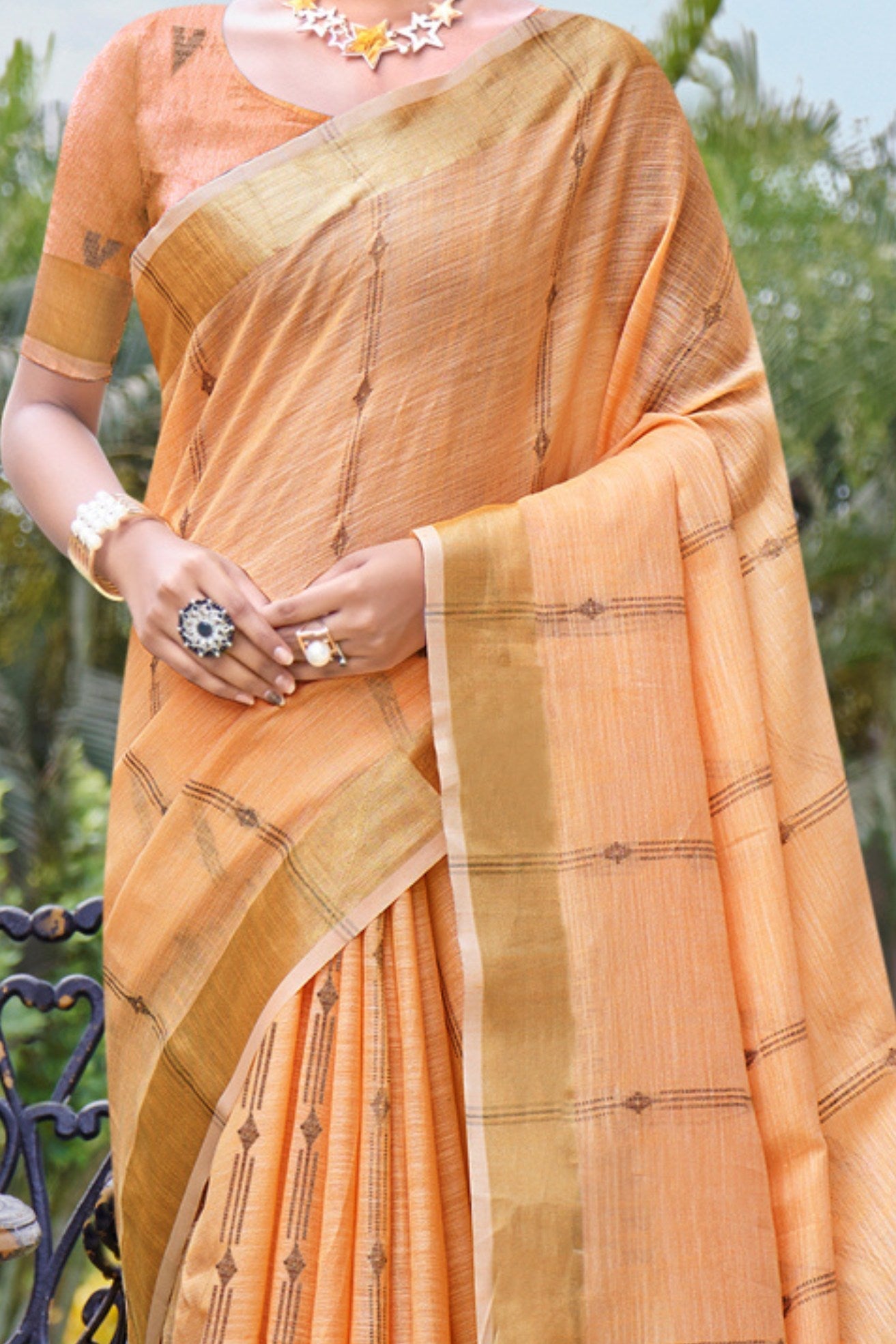 Tangerine Orange Cotton Silk Saree