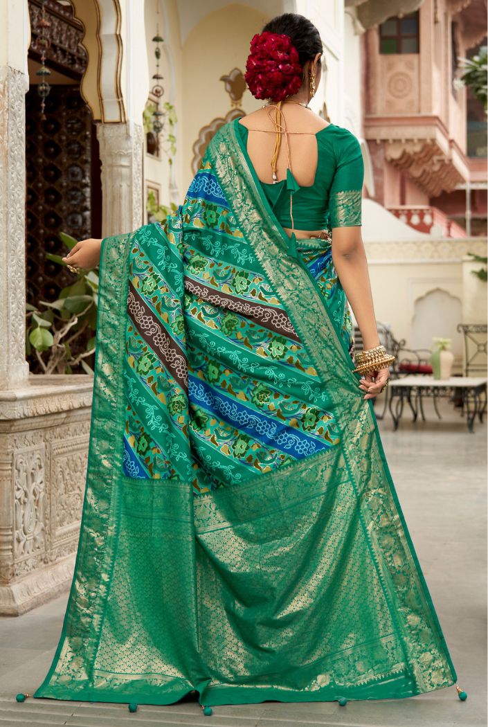 Deep Sea Green Banarasi Patola Silk Saree