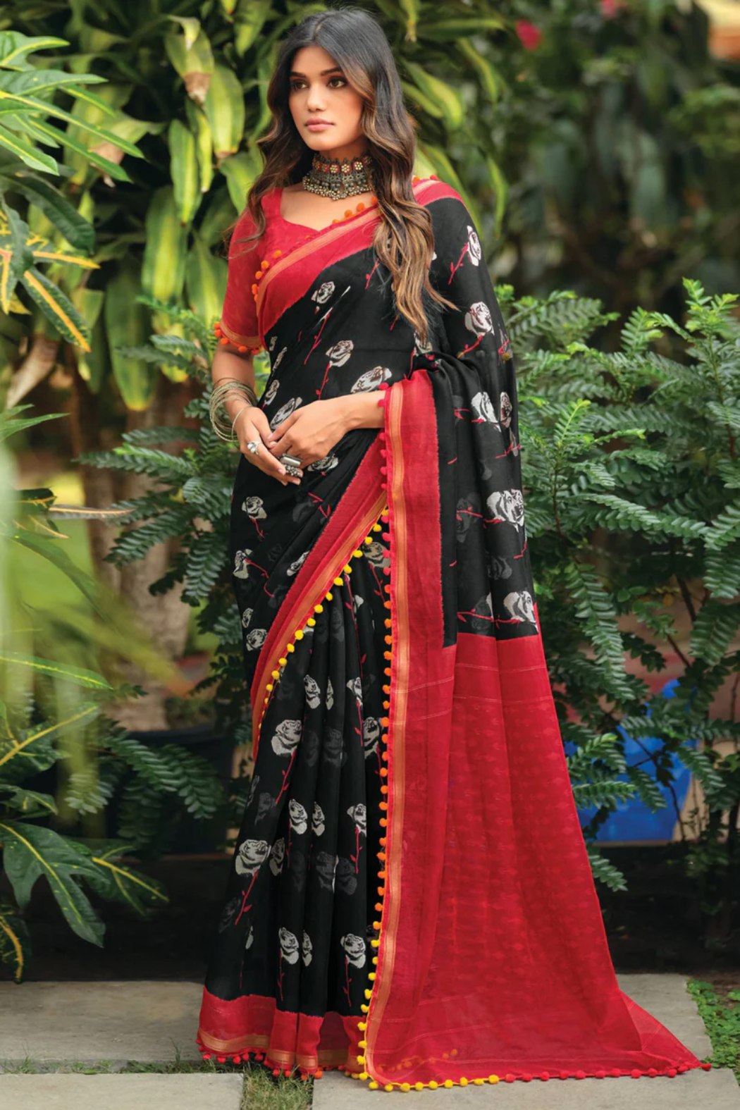 Heavy Metal Black Mul Mul Cotton Saree