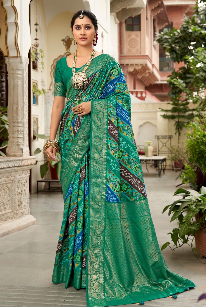 Deep Sea Green Banarasi Patola Silk Saree