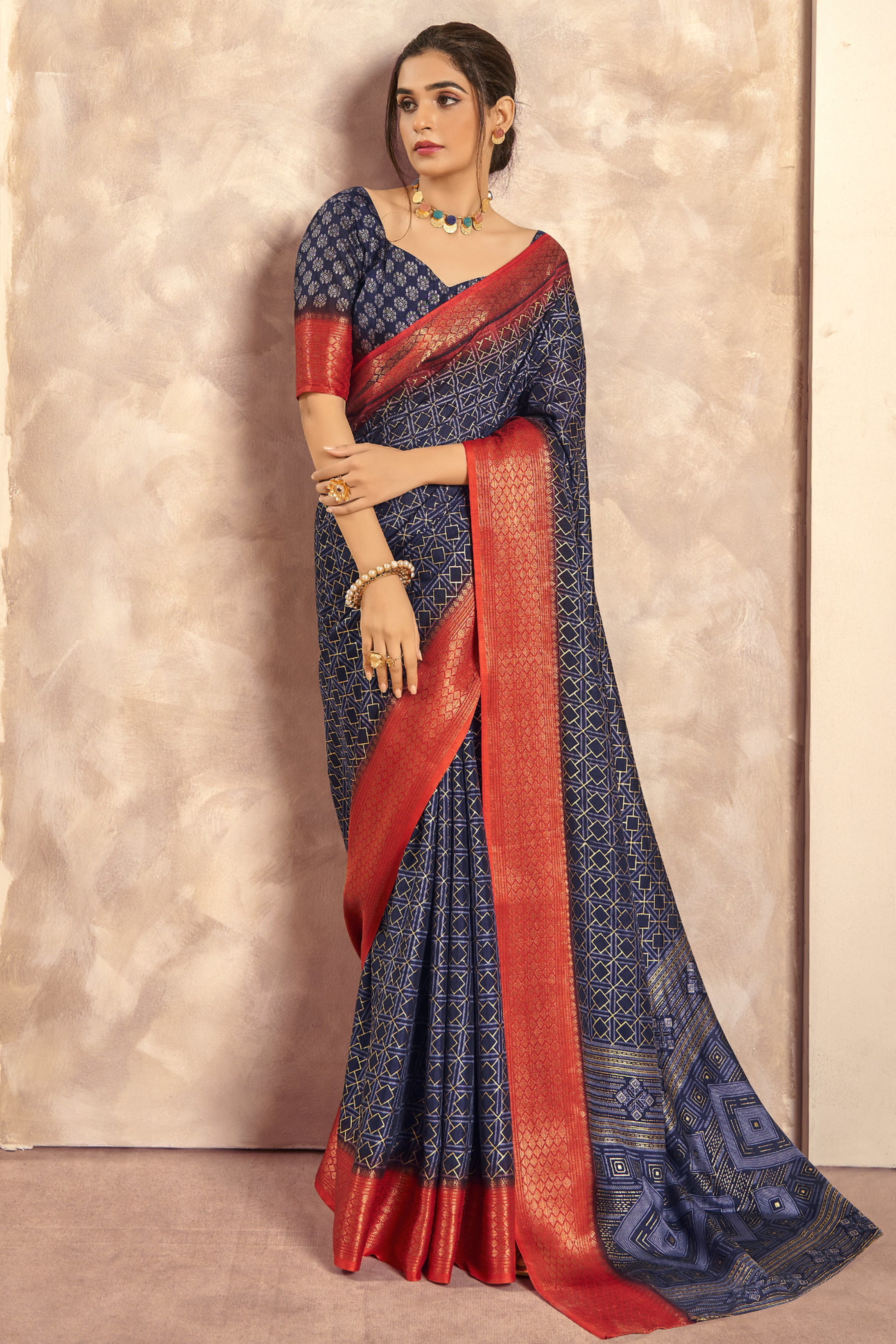 Licorice Blue Woven Banarasi Celo Silk Saree