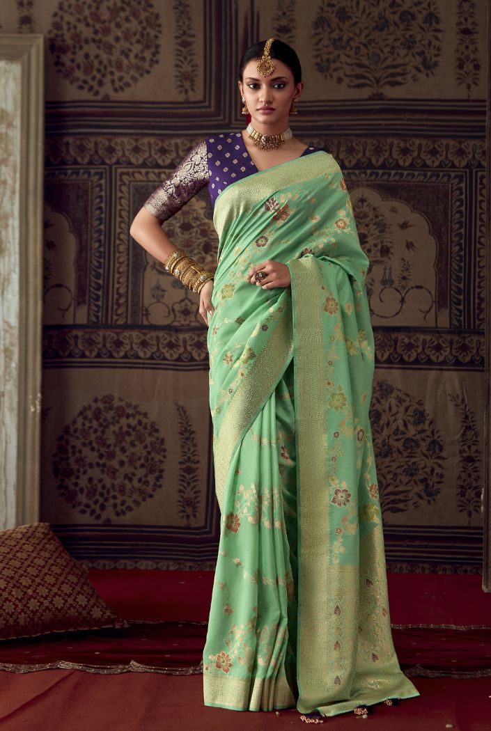 Amulet Green Designer Banarasi Silk Saree