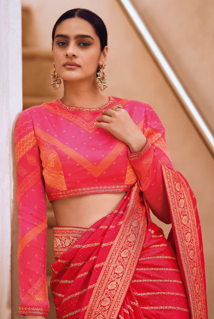 Shiraz Red Designer Banarasi Silk Saree