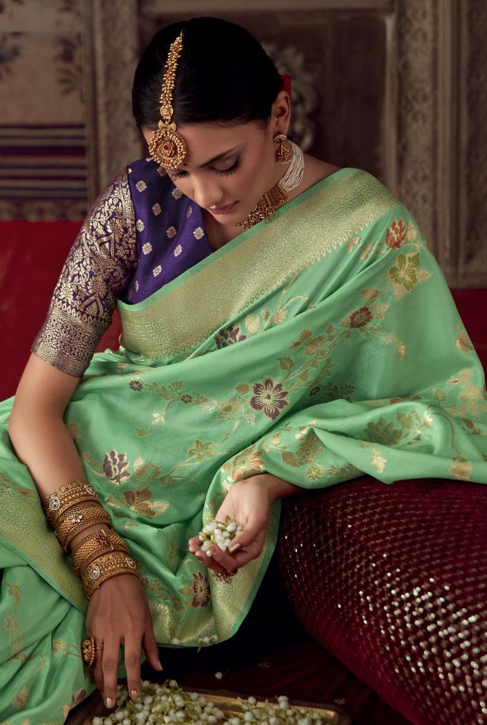 Amulet Green Designer Banarasi Silk Saree