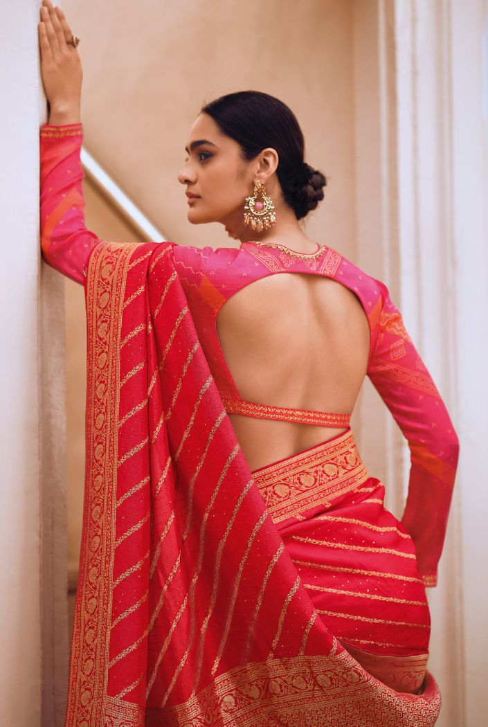 Shiraz Red Designer Banarasi Silk Saree