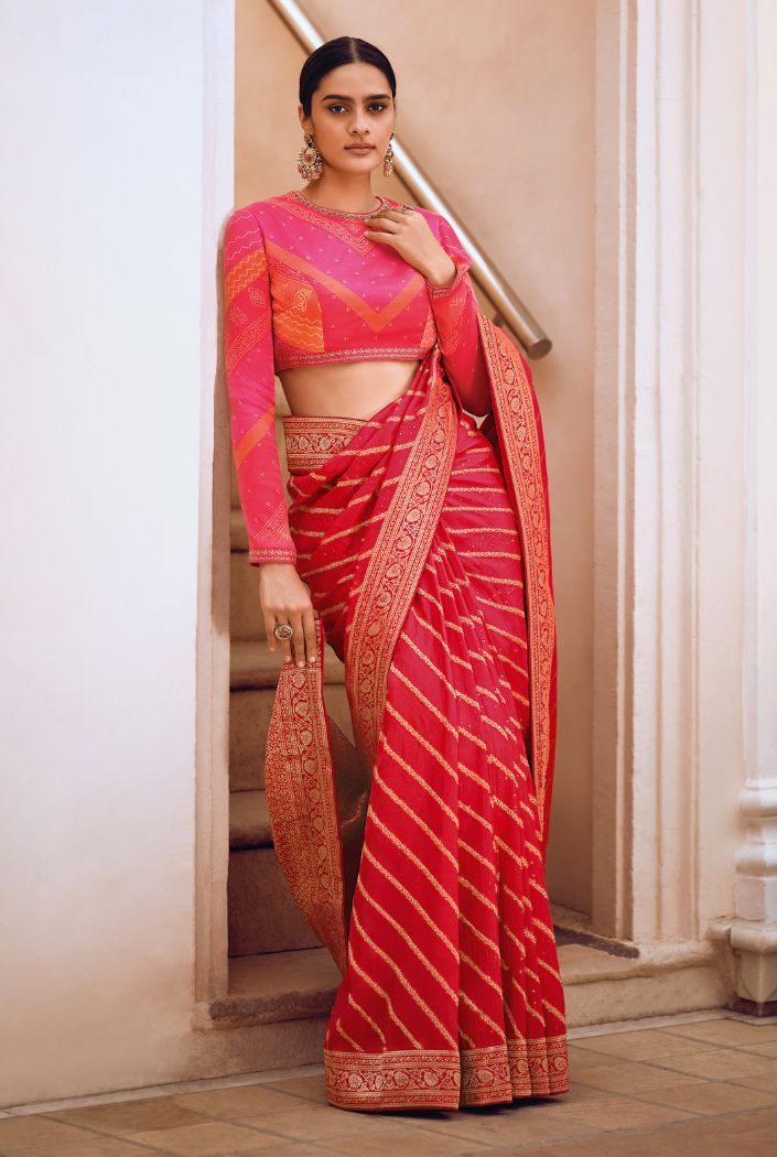 Shiraz Red Designer Banarasi Silk Saree