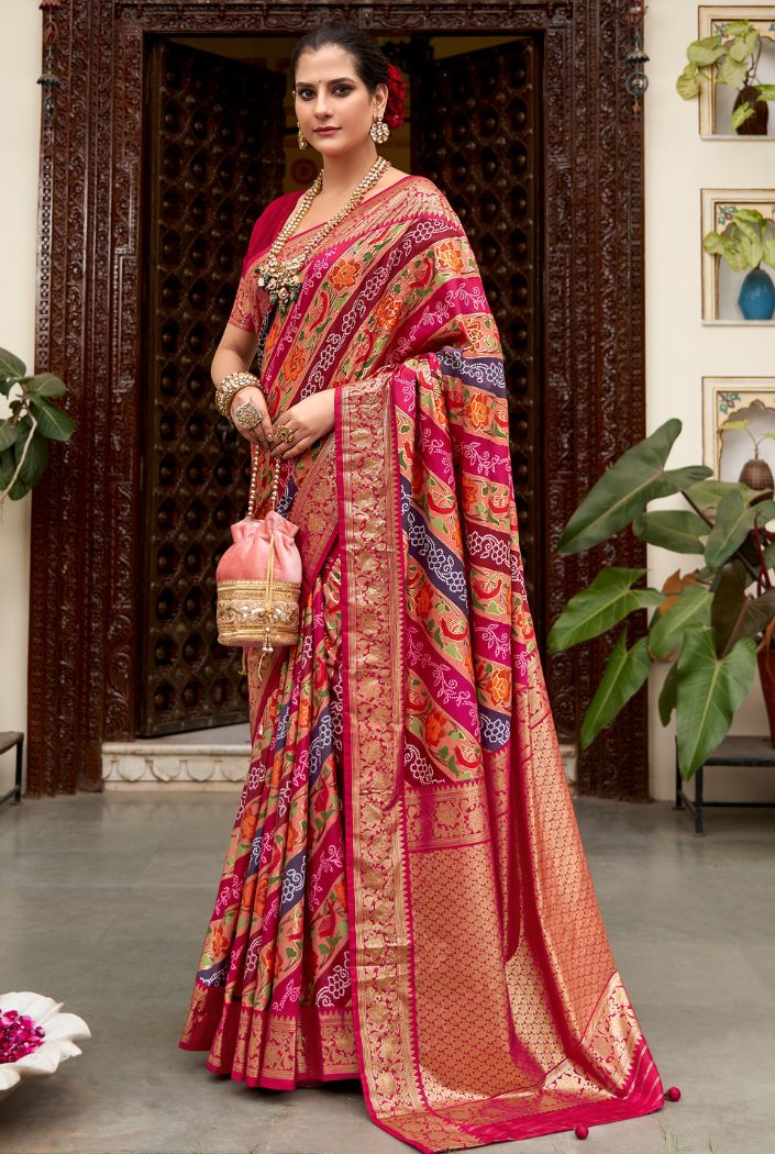 Multicolor Red Banarasi Patola Silk Saree