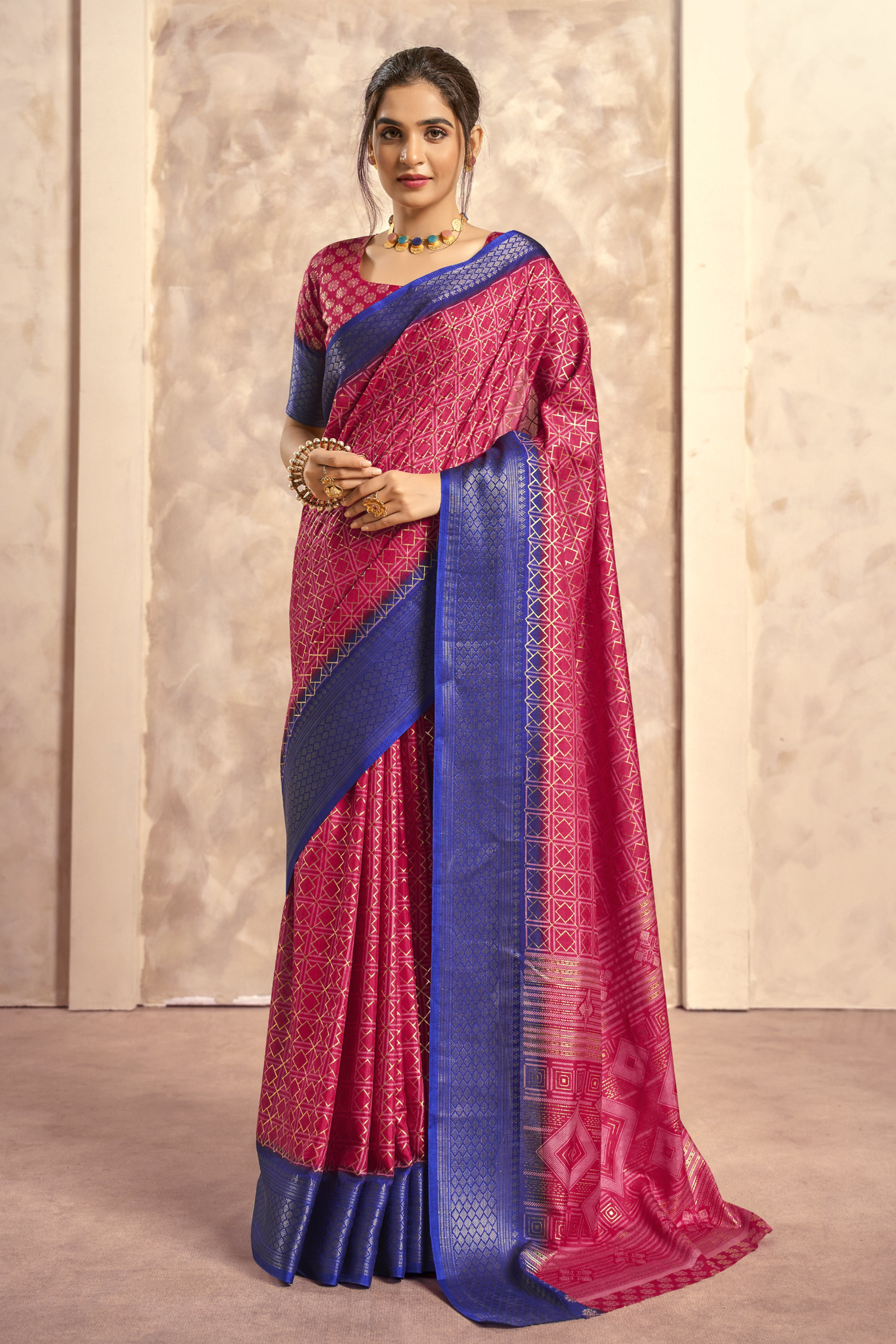 Big Dip O Ruby Maroon Woven Banarasi Celo Silk Saree